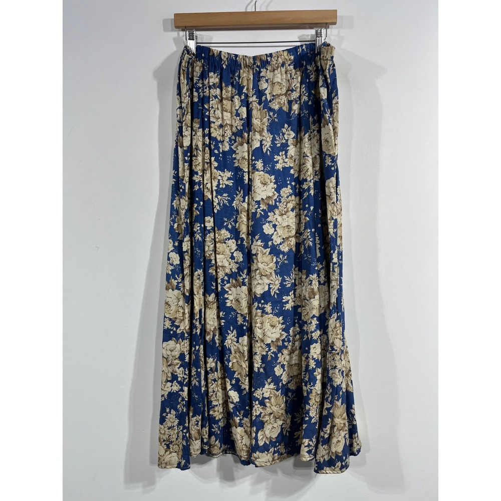 Denim & Co VTG 90s Cottagecore Boho Fairy Grunge Floral Maxi Skirt 2X Western